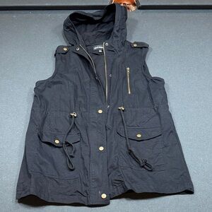 Zenana Outfitters Black Utility Vest with Gold Details